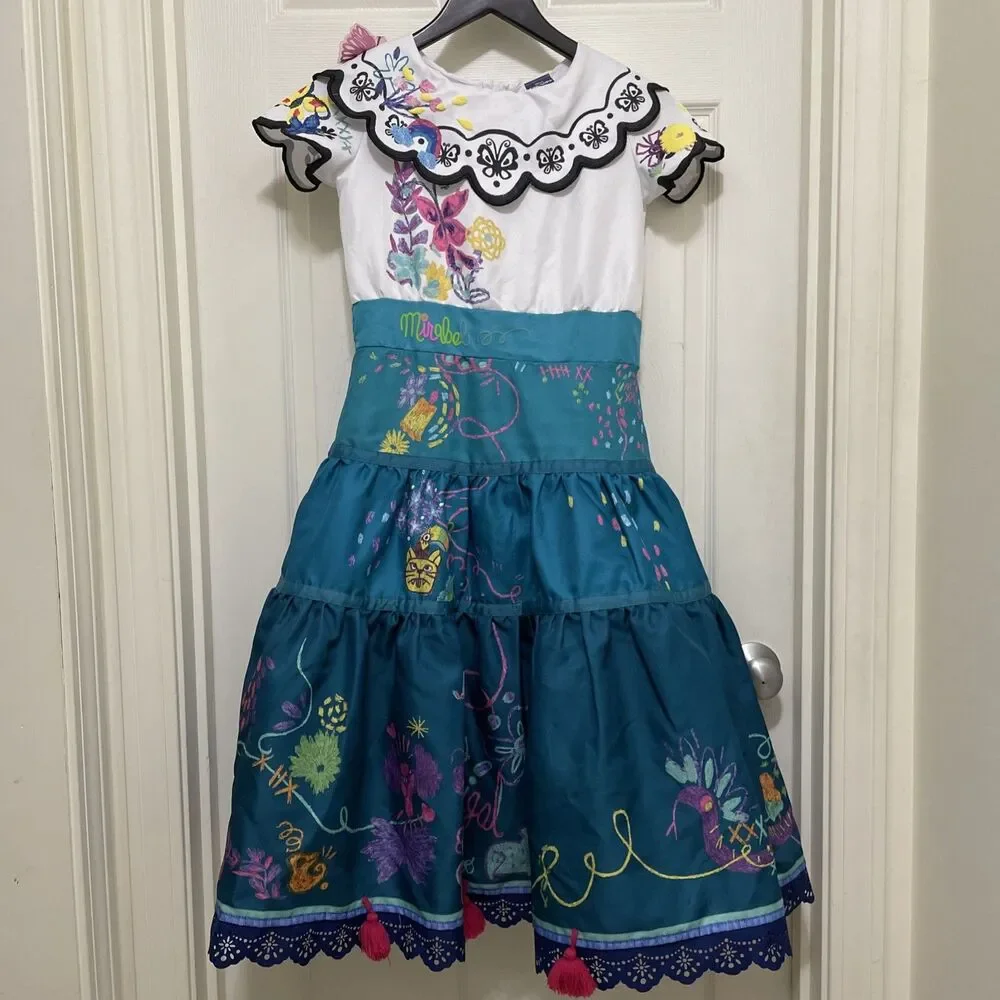 Disney Encanto Mirabel Costume Dress Madrigal Dress Up Halloween Girls Sz 8 - 10